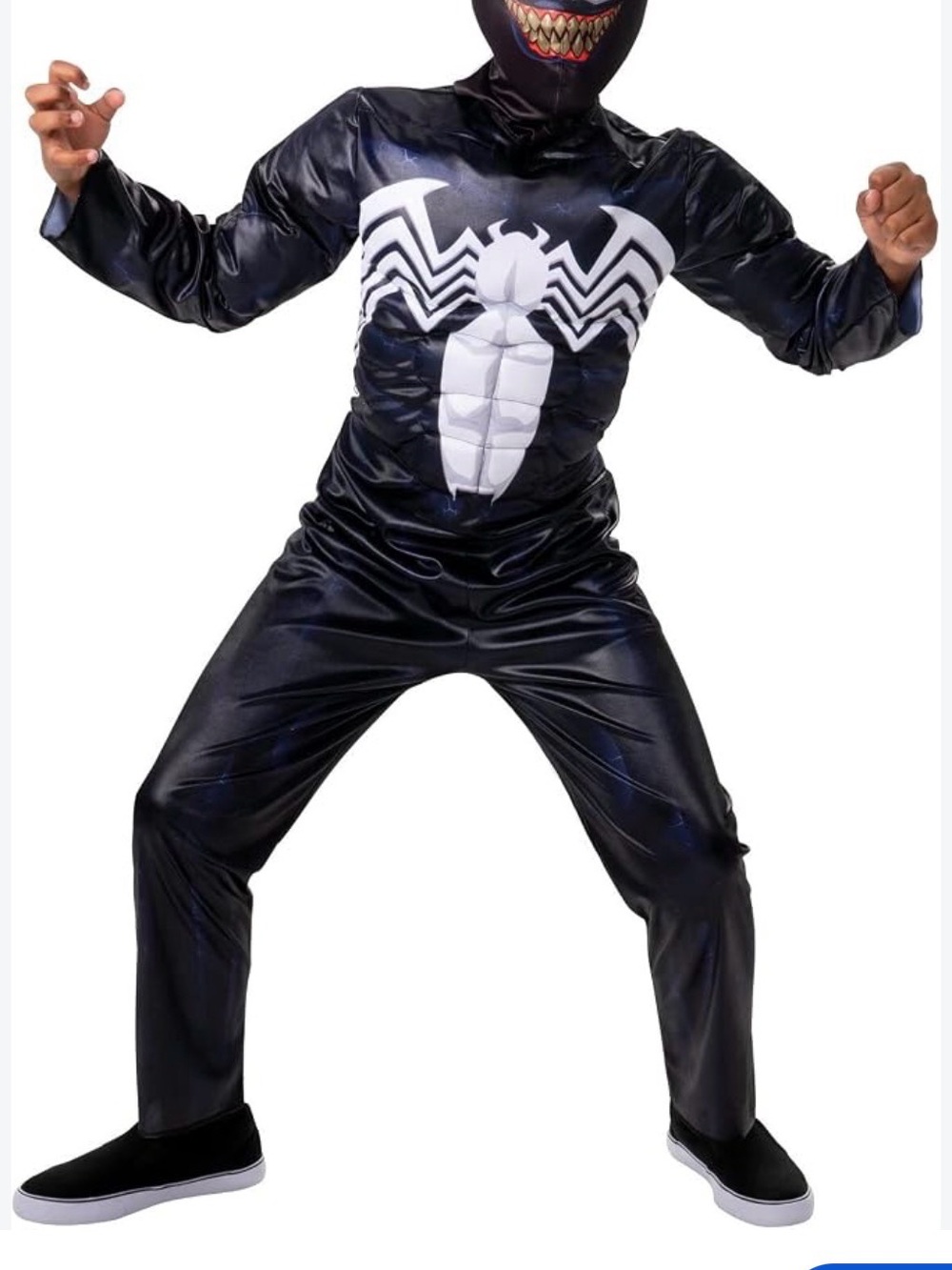 Marvel Black and White Venom Muscle Costume 10/14 ans no mask